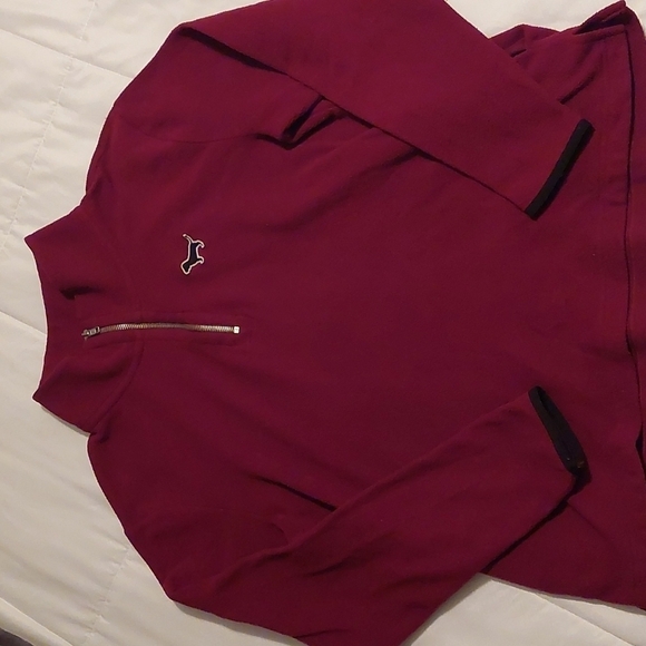 PINK Victoria's Secret Tops - Victoria's Secret PINK quarter zip fleece sweater maroon size large